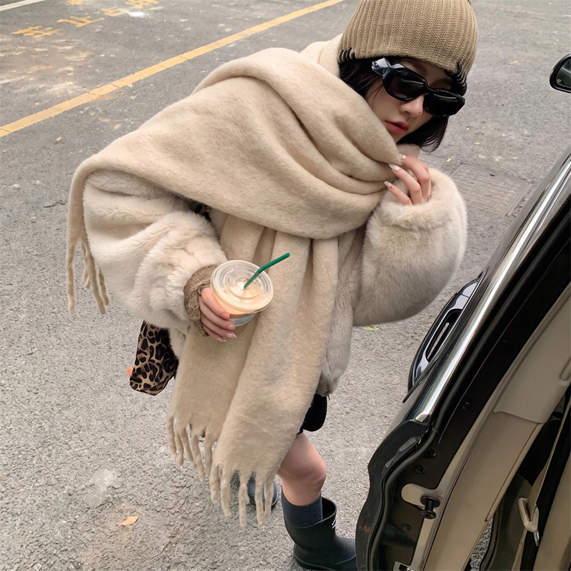 Street Fashion Hijab - 36 Colors Solid Mohair Fringe Scarf