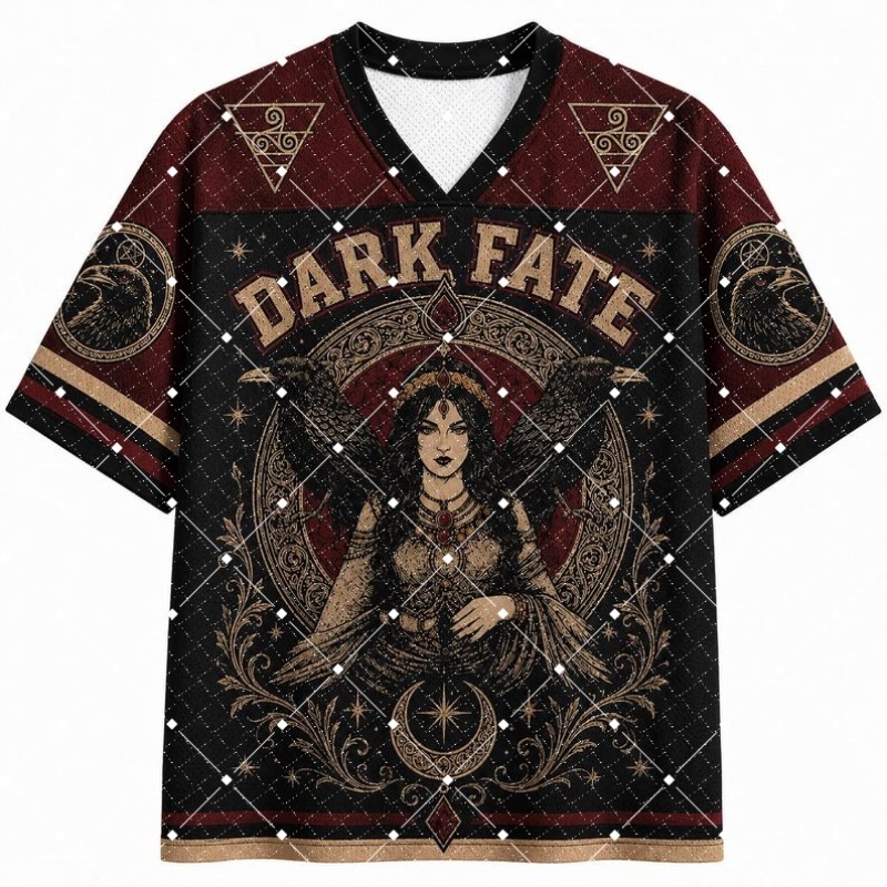 Street Fashion Types - Dark Fate Witch Raven Print V‑Neck