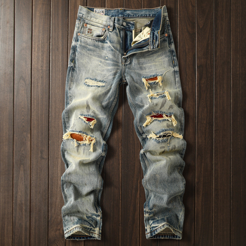 Street Fashion High End - 2026 New Heavyweight Ripped Jeans Men
