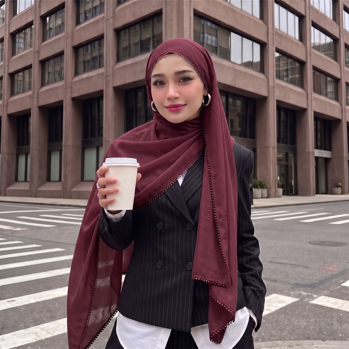 Luxury Chiffon Hijab Scarf for - Street Fashion Hijab ulasan dan harga