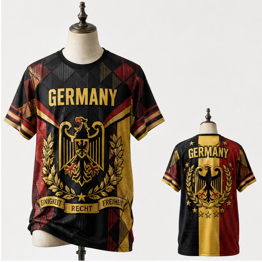 Mens Germany Round Neck T Shir - Street Fashion Germany ulasan dan harga