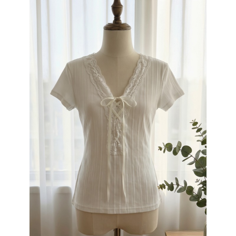 Fashion Tie Short Sleeve T-shi - Street Fashion Korean Girl ulasan dan harga