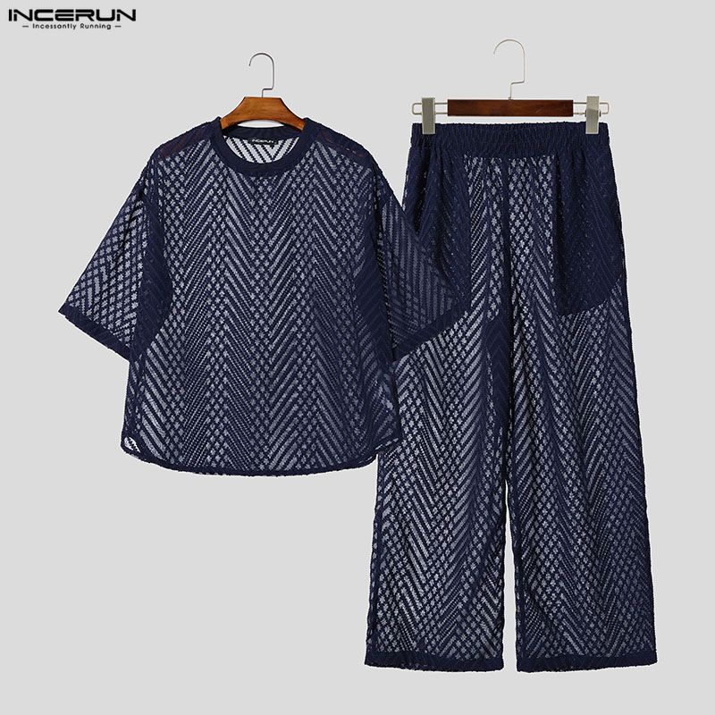 INCERUN Men's Sets See Through - Street Fashion Tshirt ulasan dan harga