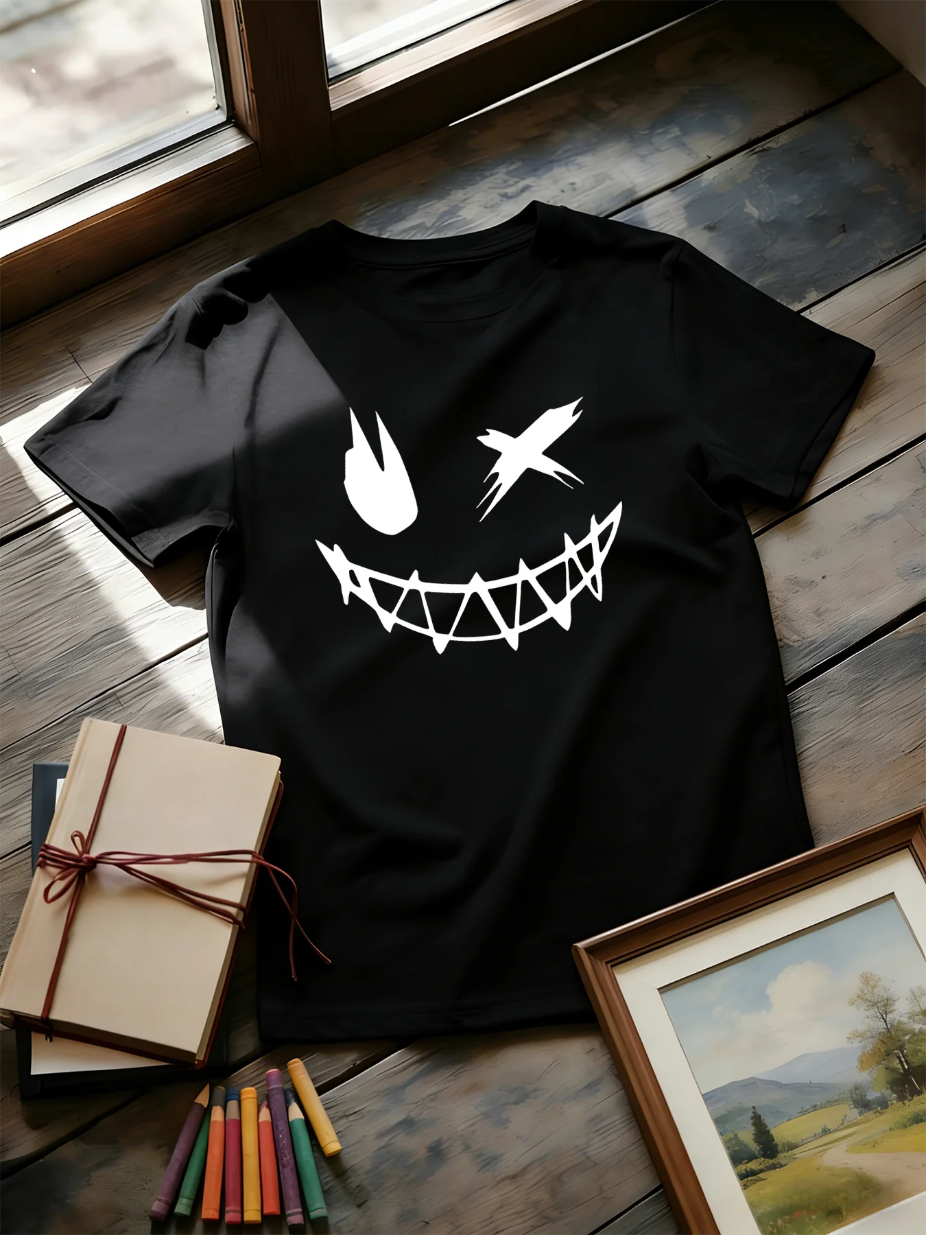 Dark Devil Smiling Face Fashio - Street Fashion Elements ulasan dan harga