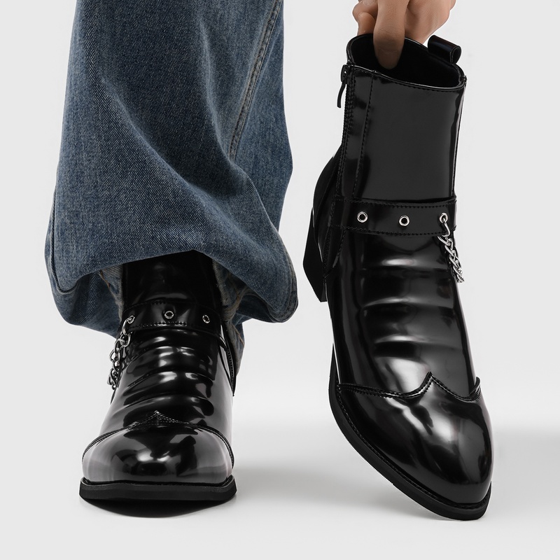 Popular Men Chain Chelsea Boot - Street Fashion High End ulasan dan harga