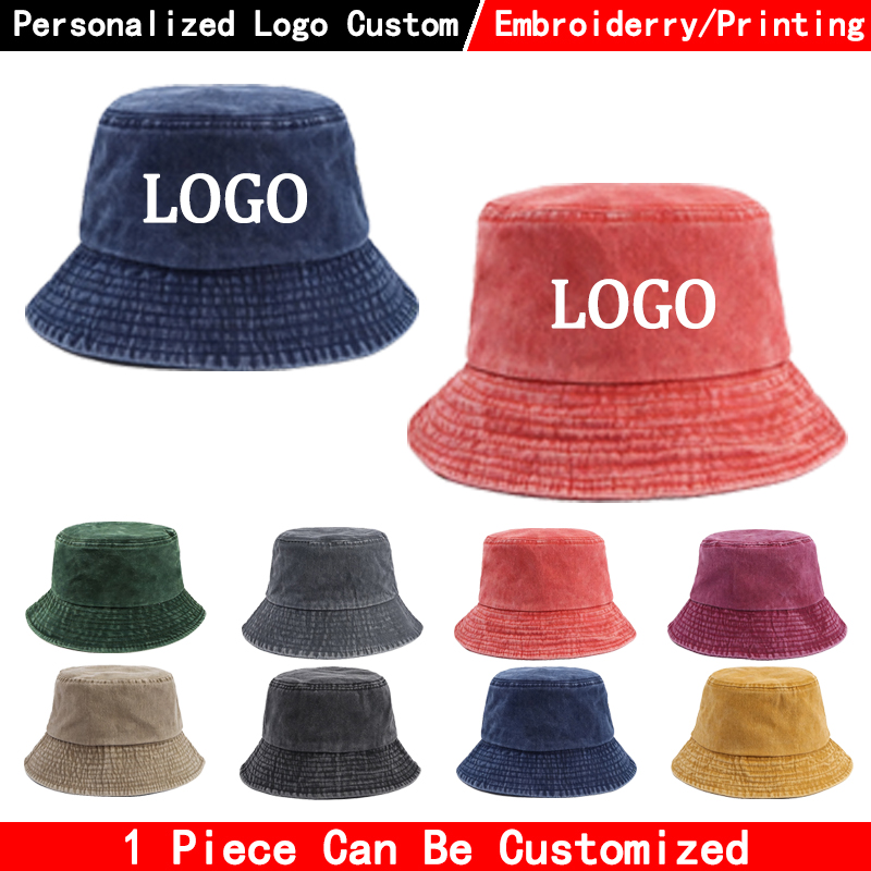 Custom logo Denim Bucket Hat F - Baseball Cap Fitted ulasan dan harga