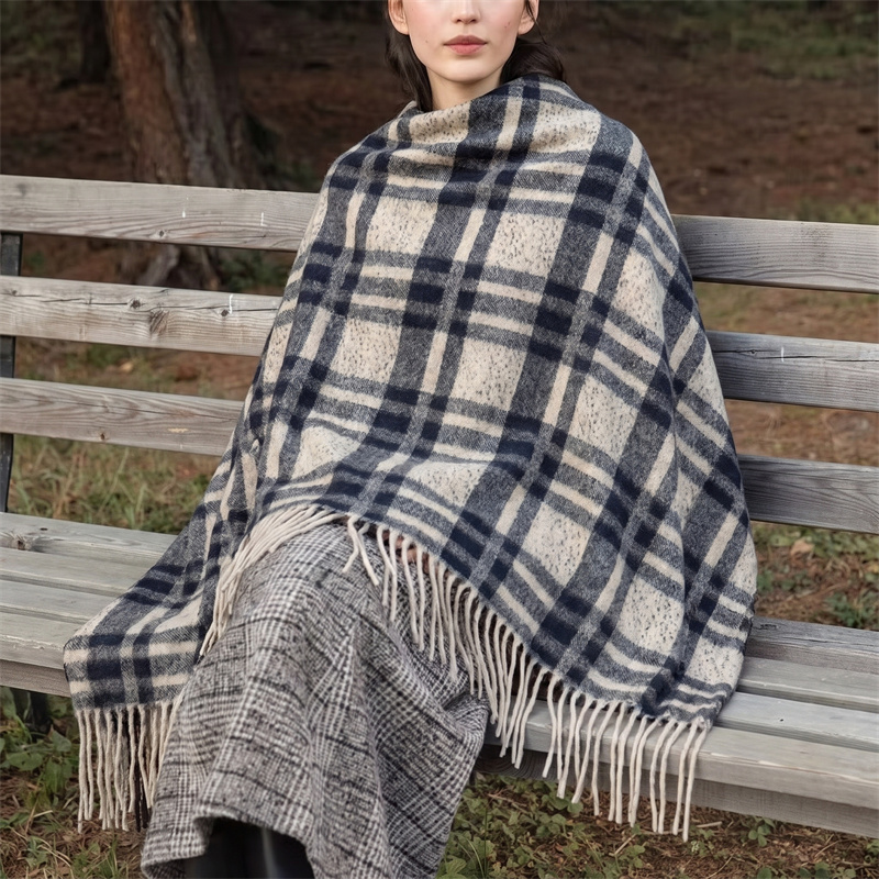 Heavy 750g Scarf Check Poncho  - Street Fashion Hijab ulasan dan harga