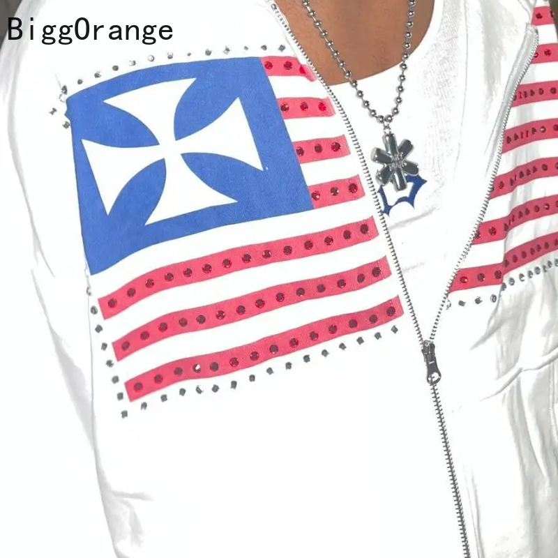Sweatshirt coat rhinestone emb - Street Fashion Elements ulasan dan harga