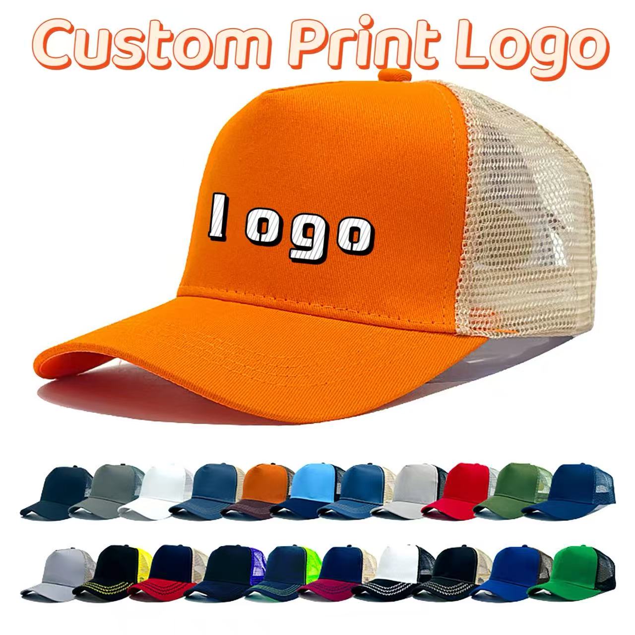 Customized Printed Logo Solid  - Baseball Cap Fitted ulasan dan harga