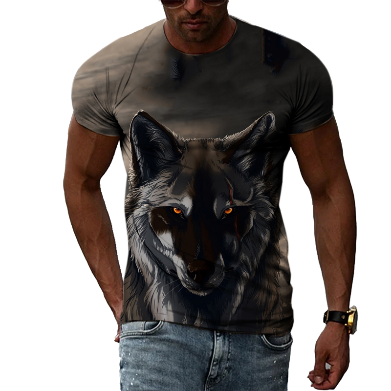 Casual Men's Animal Print T-sh - Street Fashion Elements ulasan dan harga