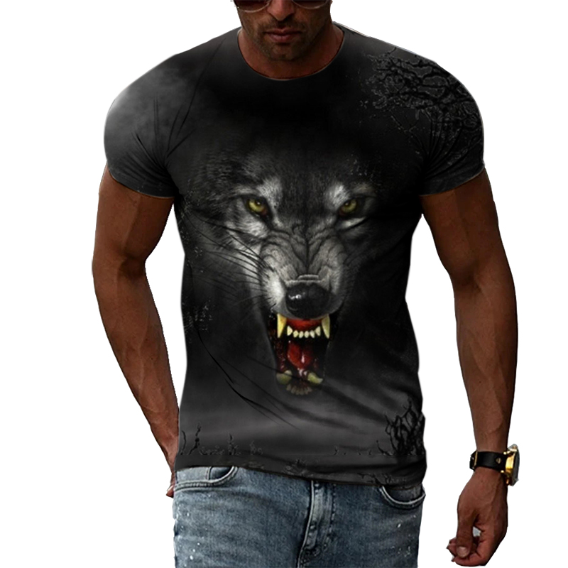 Casual Men's Animal Print T-sh - Street Fashion Elements ulasan dan harga