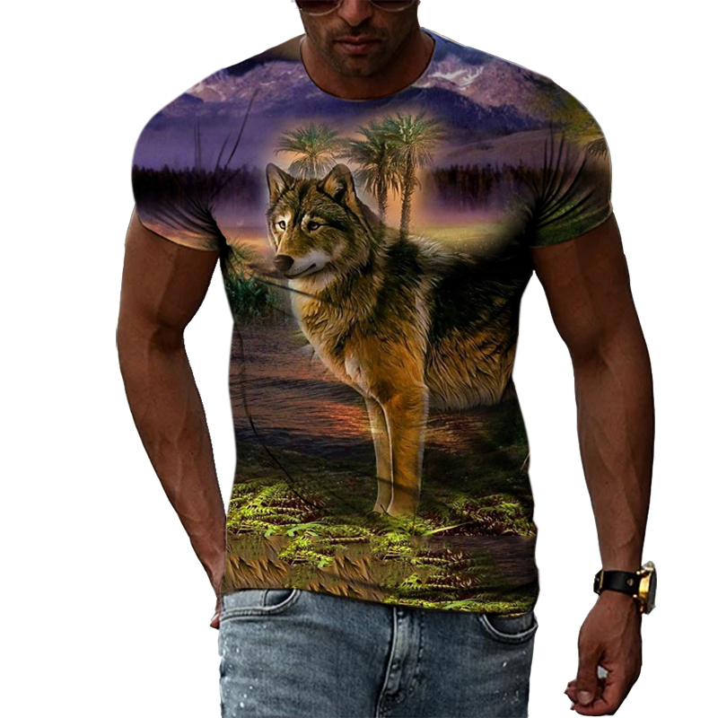 Casual Men's Animal Print T-sh - Street Fashion Elements ulasan dan harga